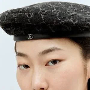 Gucci | Accessories | Gucci Gg Denim Beret Black Grey | Poshmark display picture 1